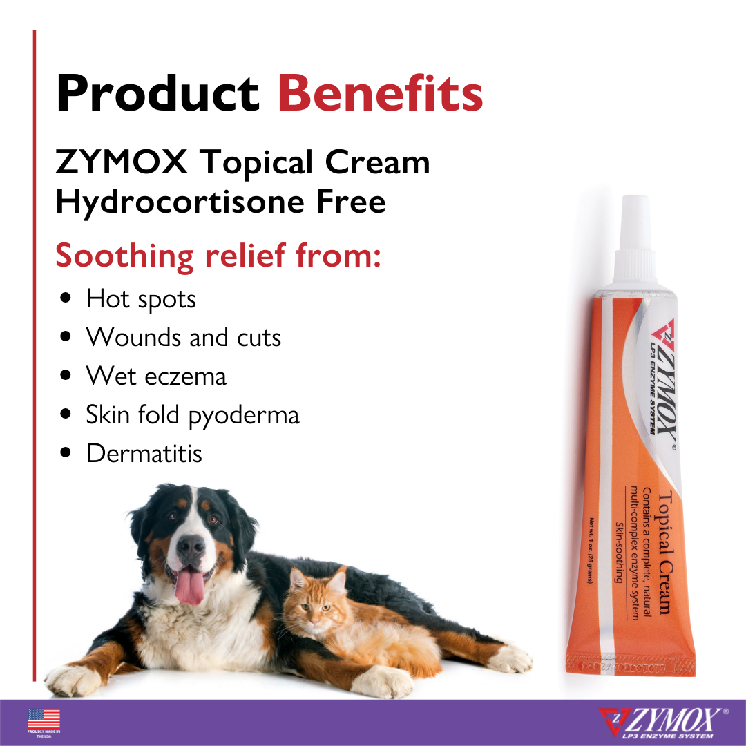 ZYMOX Topical Cream without Hydrocortisone | Pet Wound Care