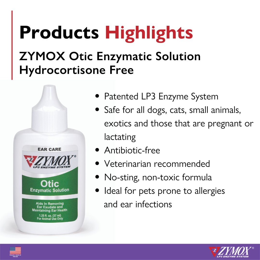 ZYMOX Otic Enzymatic Solution | Pet Ear Drops | 1.25 oz, 4 oz, 8 oz