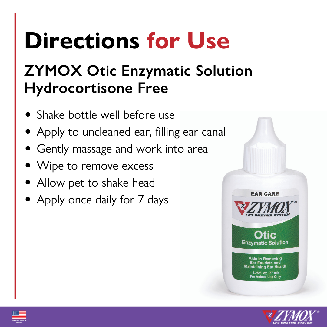 ZYMOX Otic Enzymatic Solution | Pet Ear Drops | 1.25 oz, 4 oz, 8 oz