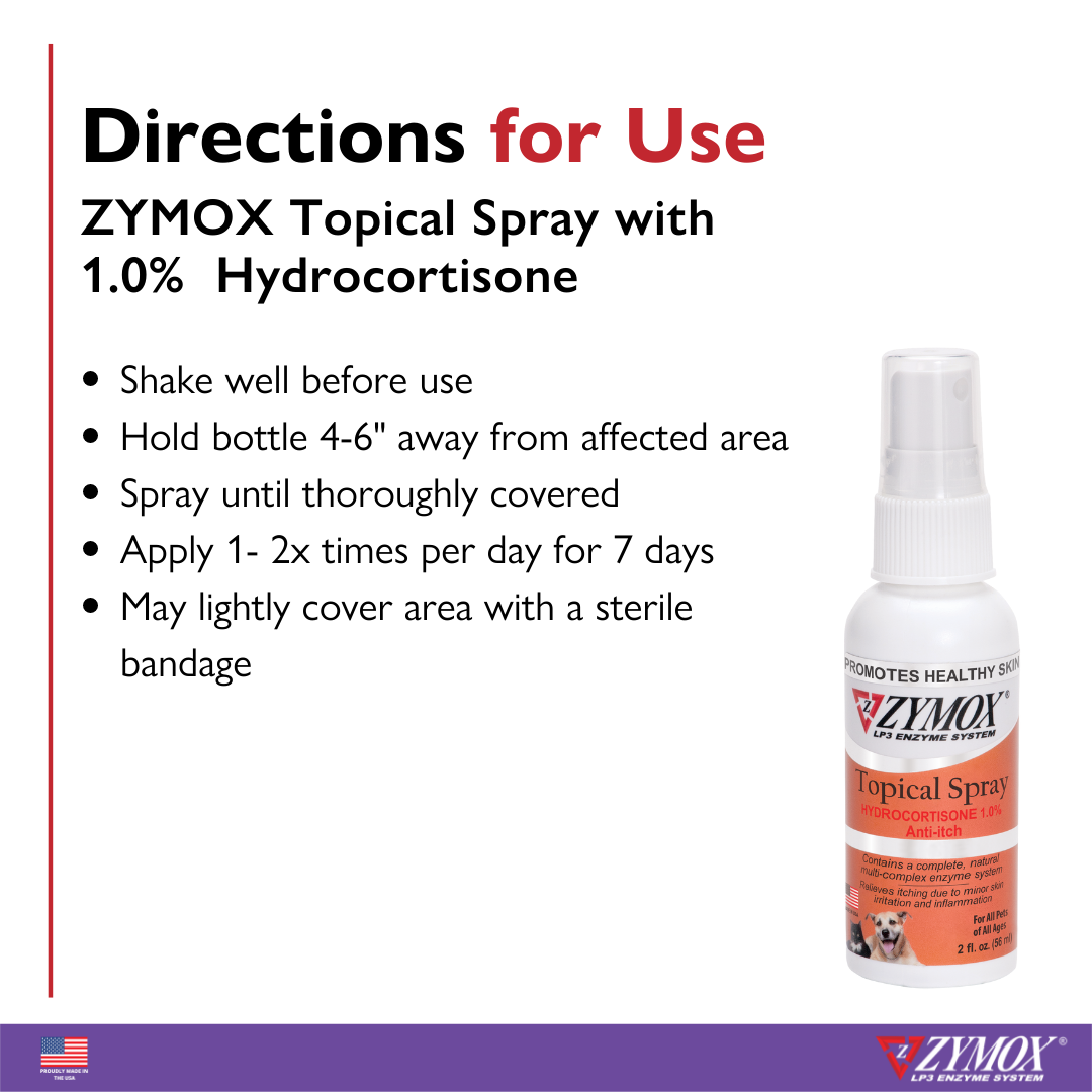 ZYMOX Anti-Itch Topical Spray for Pets | Hydrocortisone 1%